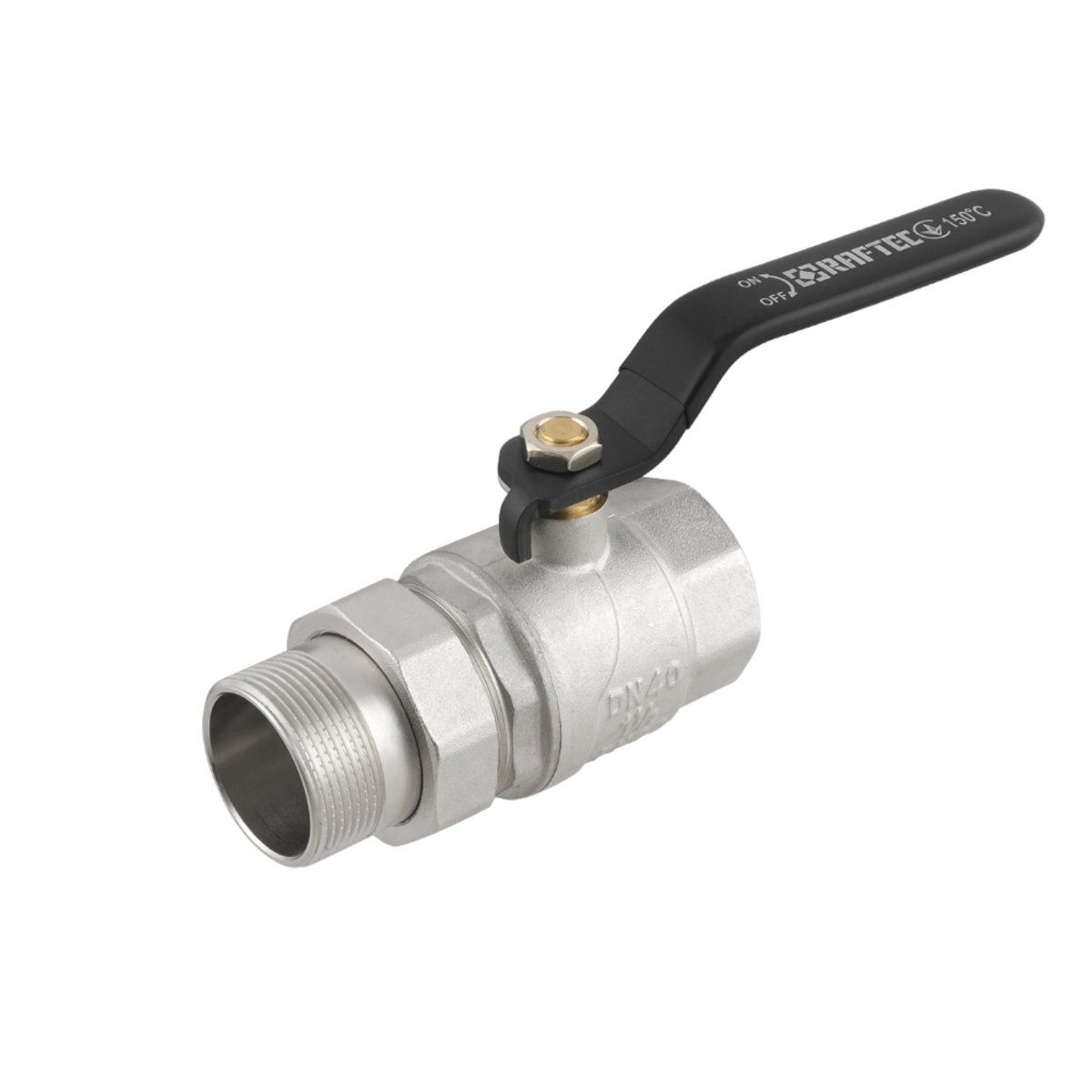 Шаровой кран Raftec 1 1/2″ ВН c американкой, латунь (DRBS5)