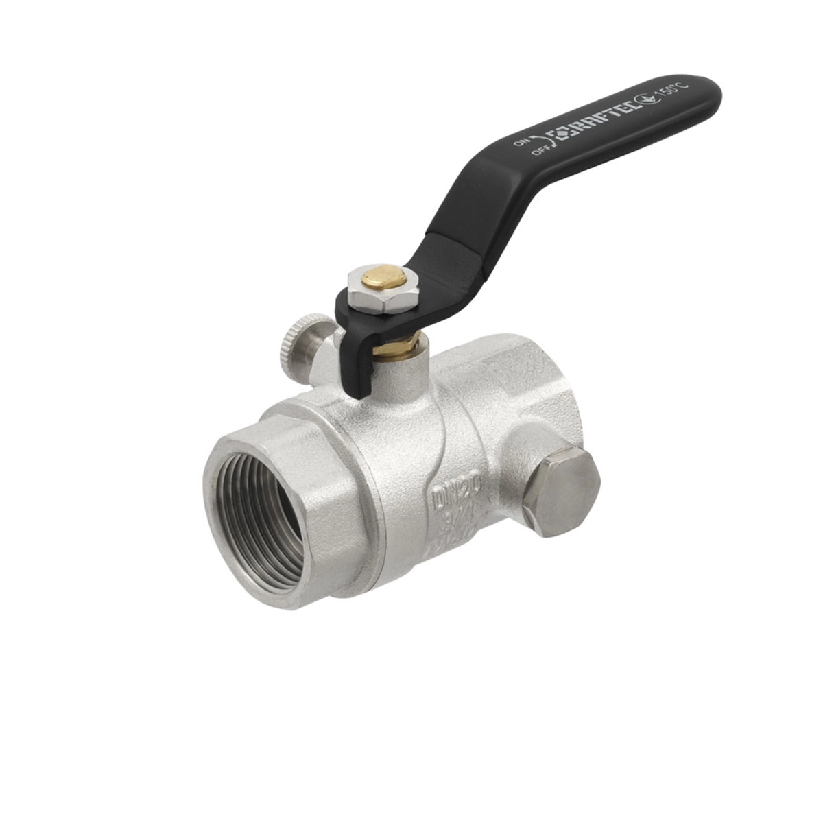 Шаровой кран Raftec 3/4″ ВВ с дренажем, латунь (WDRH02)