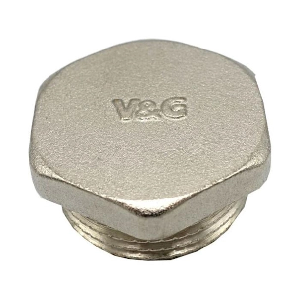 Заглушка V&G 1/2" ЗР никелированная латунь