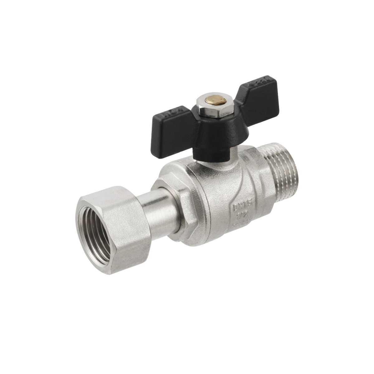 Шаровой кран с накидной гайкой Raftec PN40 1/2″ ВН прямой, латунь (PRBM1)