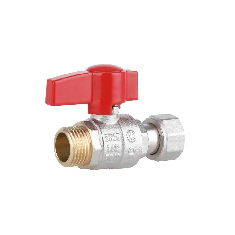 Шаровой кран с накидной гайкой Thermo Alliance Standart 1/2″ ВН прямой, латунь (TAS261W15)