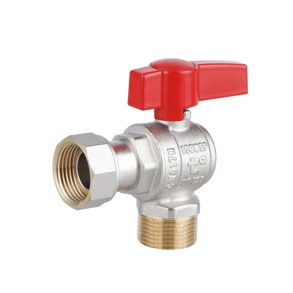 Шаровой кран с накидной гайкой Thermo Alliance Standart 3/4″ ВН угловой, латунь (TAS224W20)