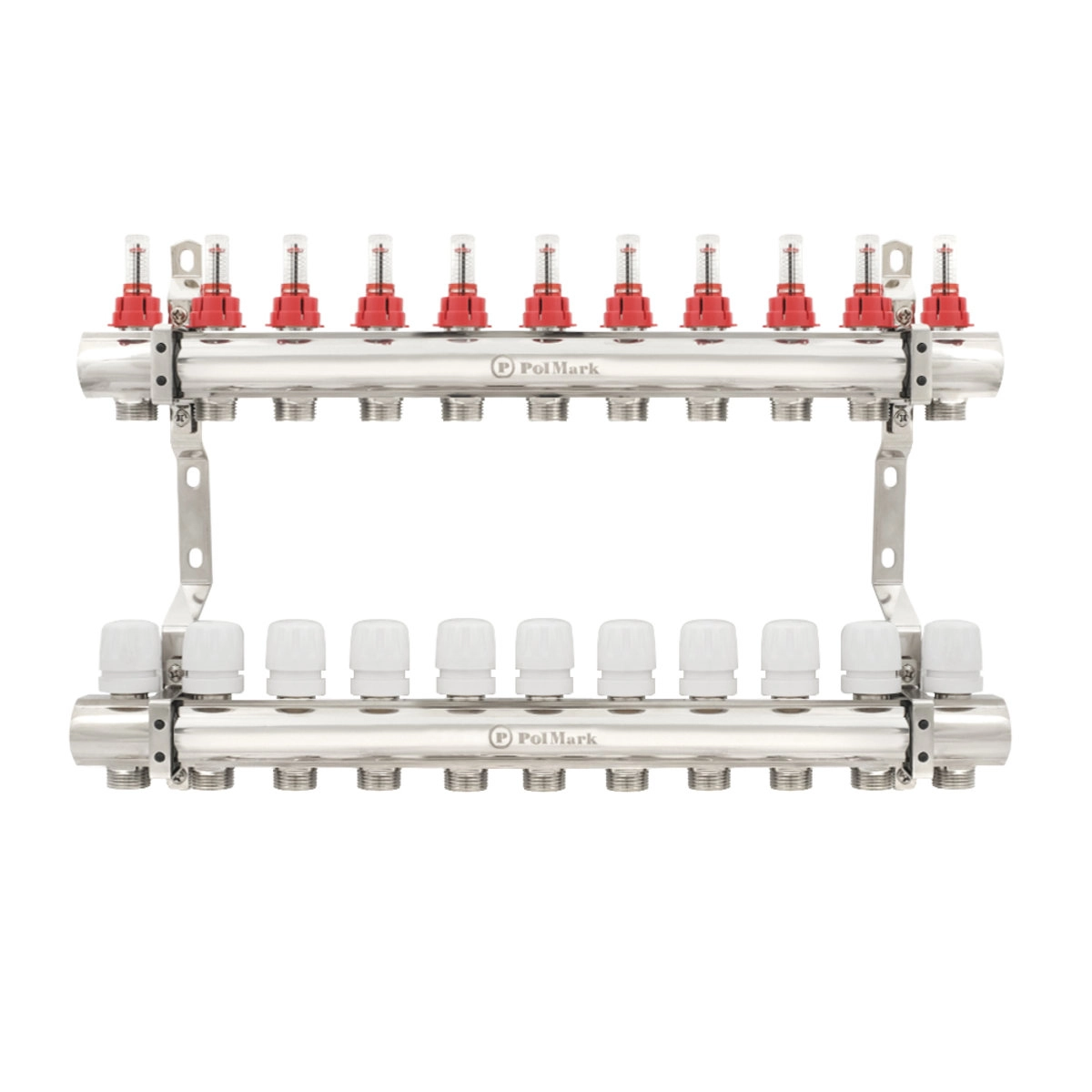 Коллектор теплого пола Polmark 1″3/4″ c 11 выходами, с расходомерами (PBMF111)