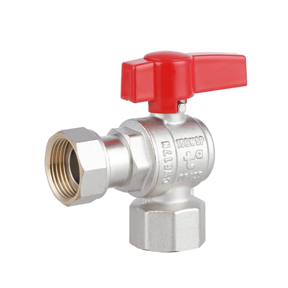 Шаровой кран с накидной гайкой Thermo Alliance Standart 3/4″ ВВ угловой, латунь (TAS223W20)