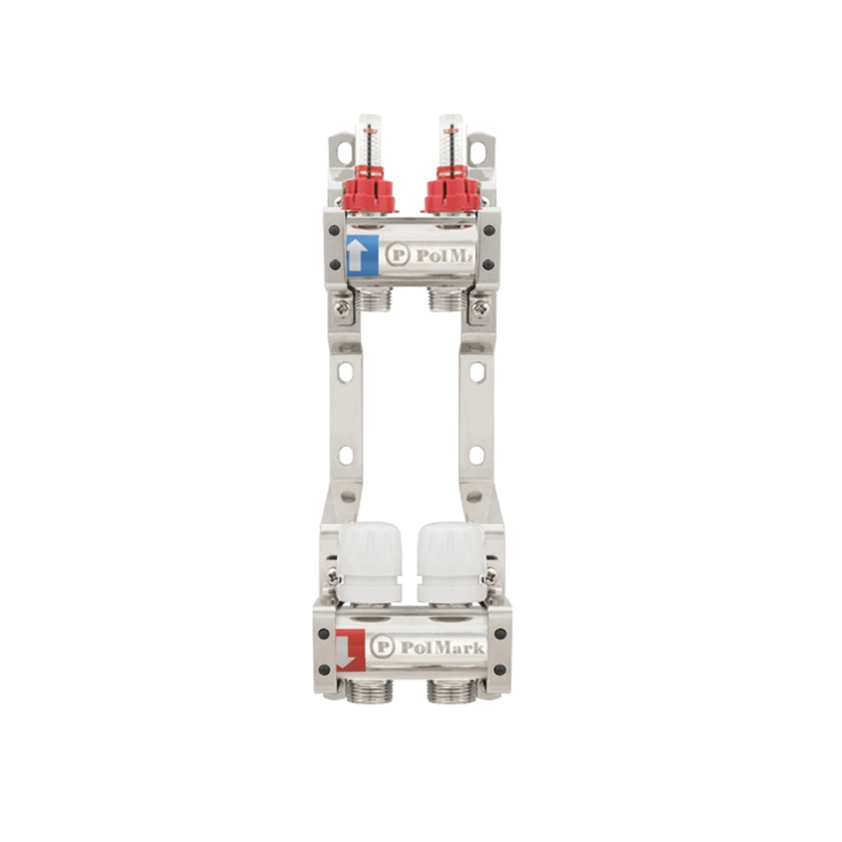 Коллектор теплого пола Polmark 1″3/4″ c 2 выходами, с расходомерами (PBMF102)