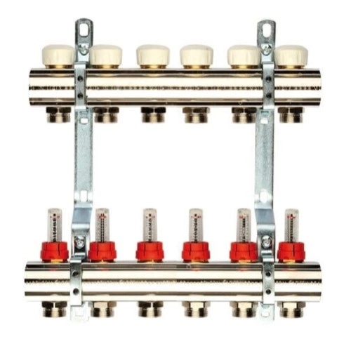 Коллектор теплого пола General Fittings 1"x3/4" 6 выходов, с расходомерами (650071N100506A)