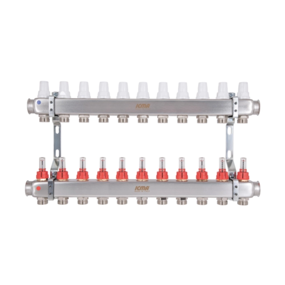 Коллектор теплого пола Icma 1″x3/4″ 11 выходов, с расходомерами (87K073179PT32QU)