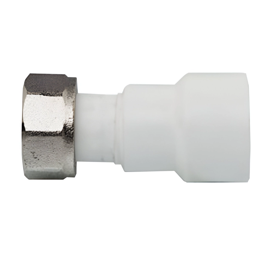 Муфта полипропиленовая Tebo 20x1/2" В с накидной гайкой, пластиковая вставка (белая) (О30021701)