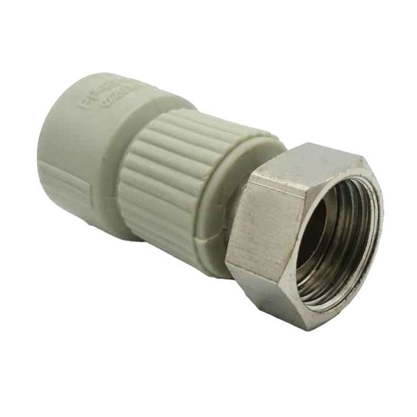 Муфта полипропиленовая ASCO armatura 20x1/2" В с накидной гайкой, латунный штуцер (серая) (AS31021001)