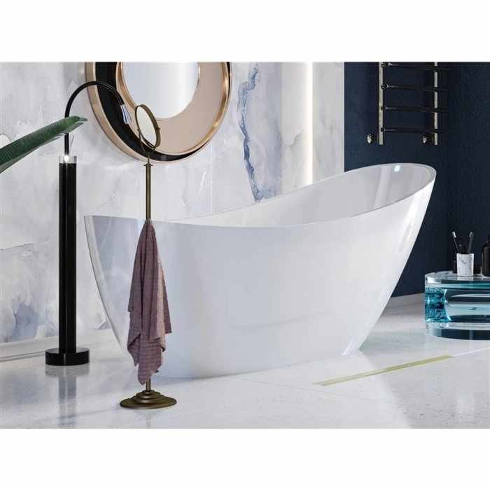 Ванна отдельностоящая Miraggio Marina 175x73 искусственный камень, белая глянцевая