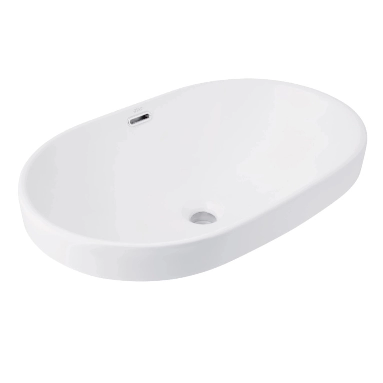Умывальник врезной Qtap Leo 590×400 овальный, белый + донный клапан PU02O (QT11114028WN47292)