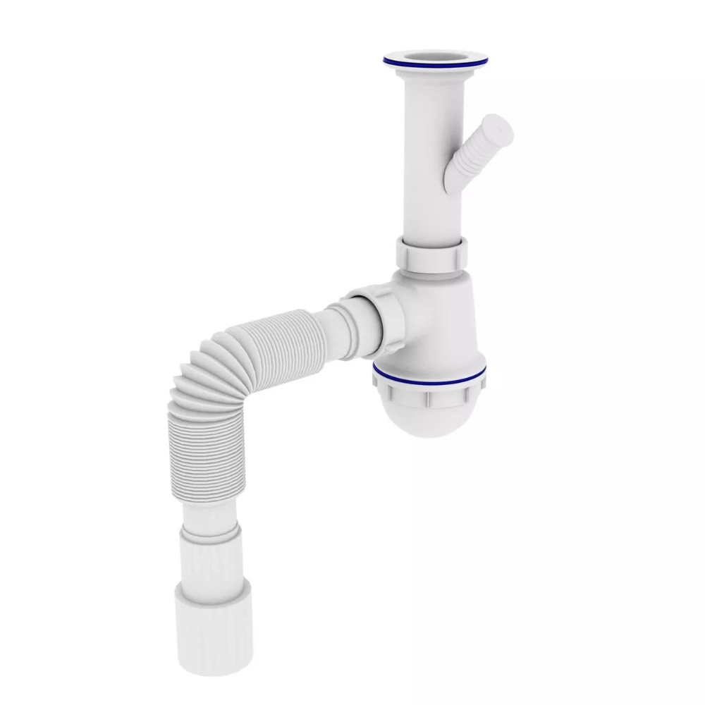 Сифон для мойки Kronoplast 1 1/2" пластик, белый (SM13000043)