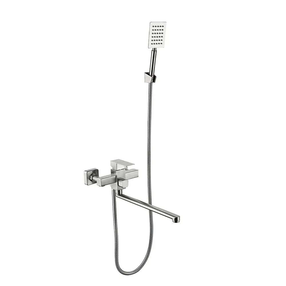 Смеситель для ванны Wezer PRO7A-02 однорычажный,  сатин + ручная лейка