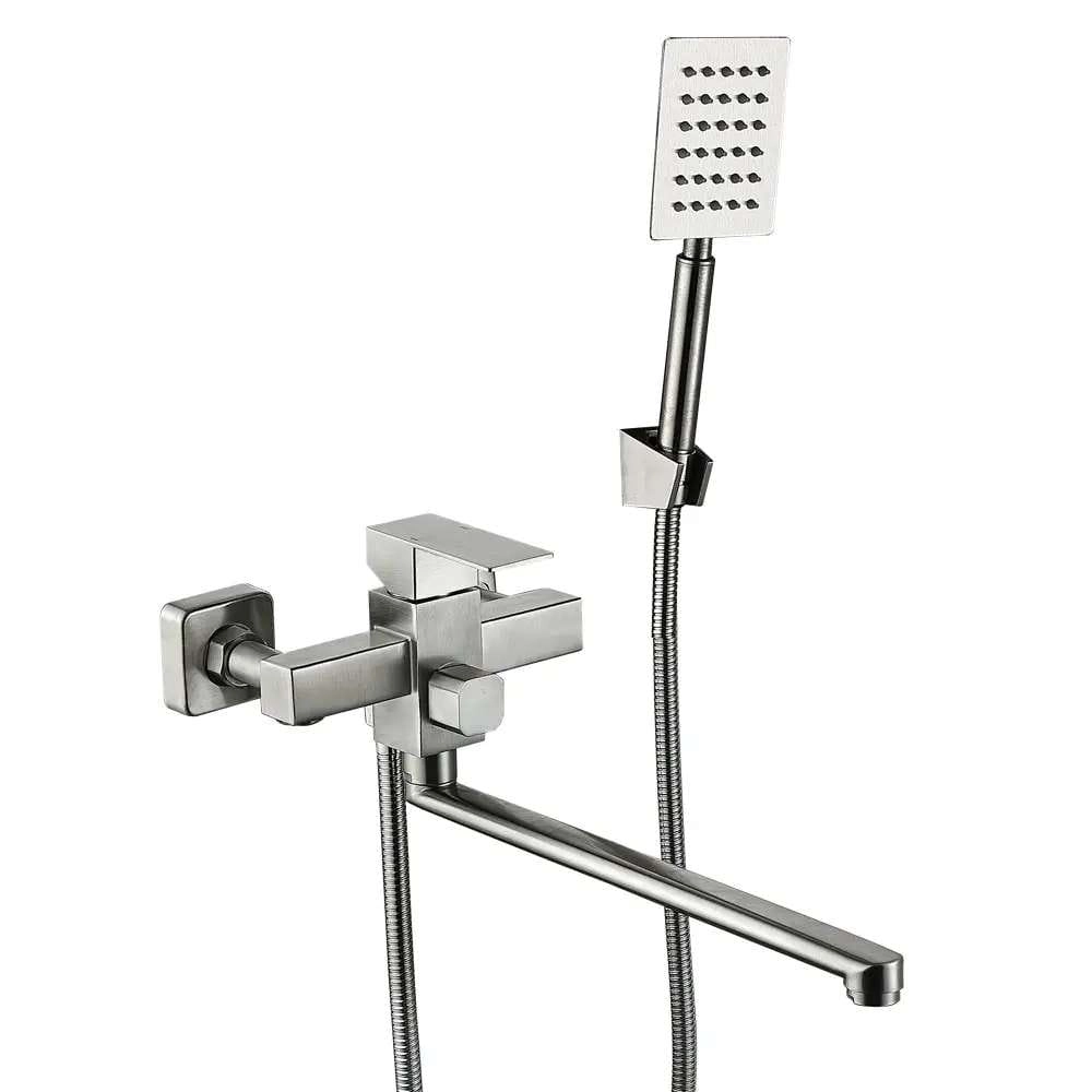 Смеситель для ванны Wezer PRO7-02 однорычажный,  сатин + ручная лейка