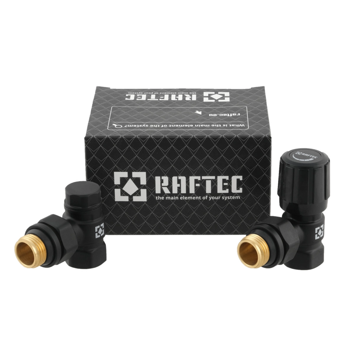 Кран радиаторный Raftec 1/2" НВ угловой, черный (2 шт.) (DKU11-B)