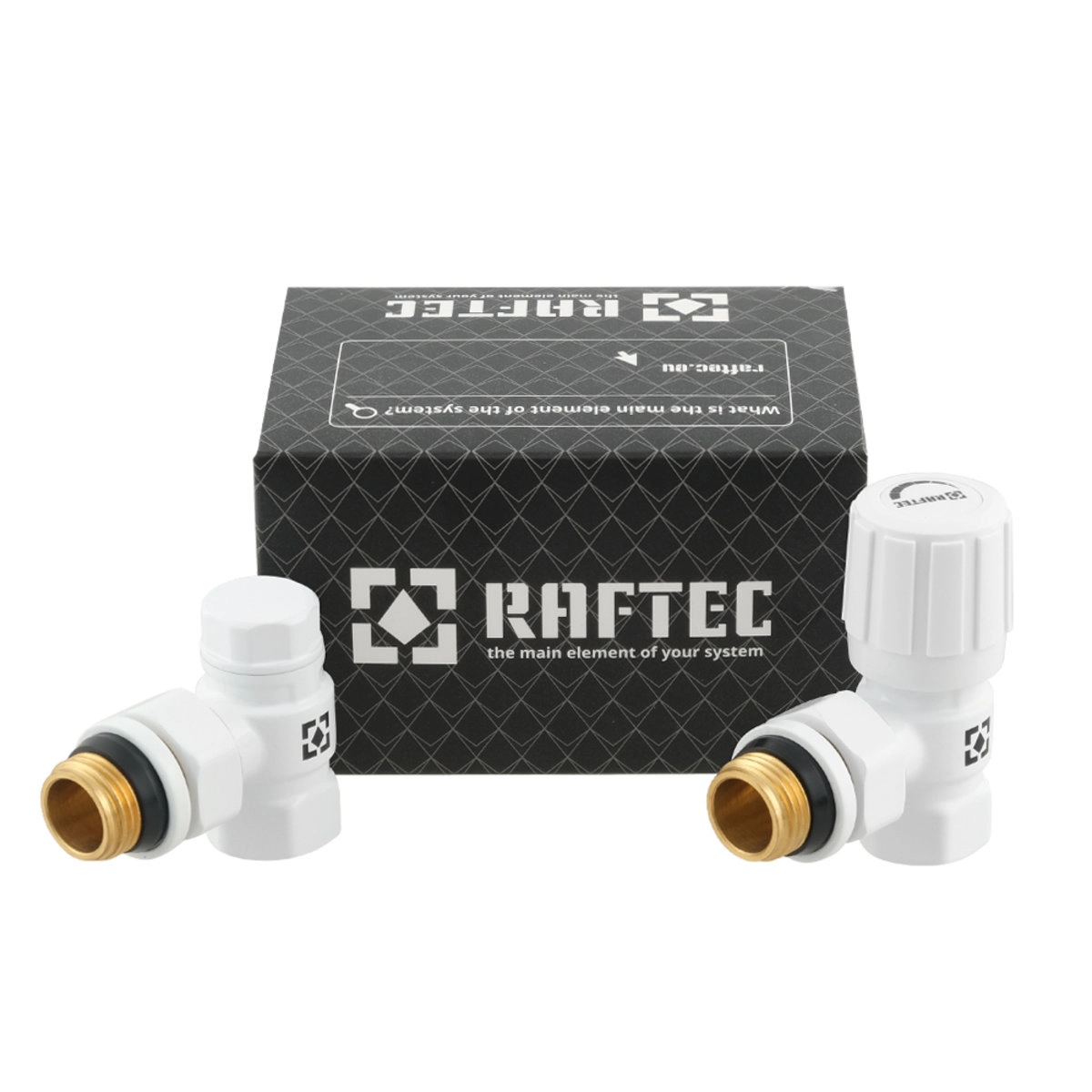 Кран радиаторный Raftec 1/2" НВ угловой, белый (2 шт.) (DKU11-W)
