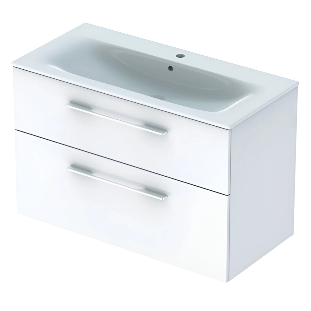 Тумба в ванную Geberit Selnova Square 100х48 подвесная, с умывальником, белый (501.244.00.1)
