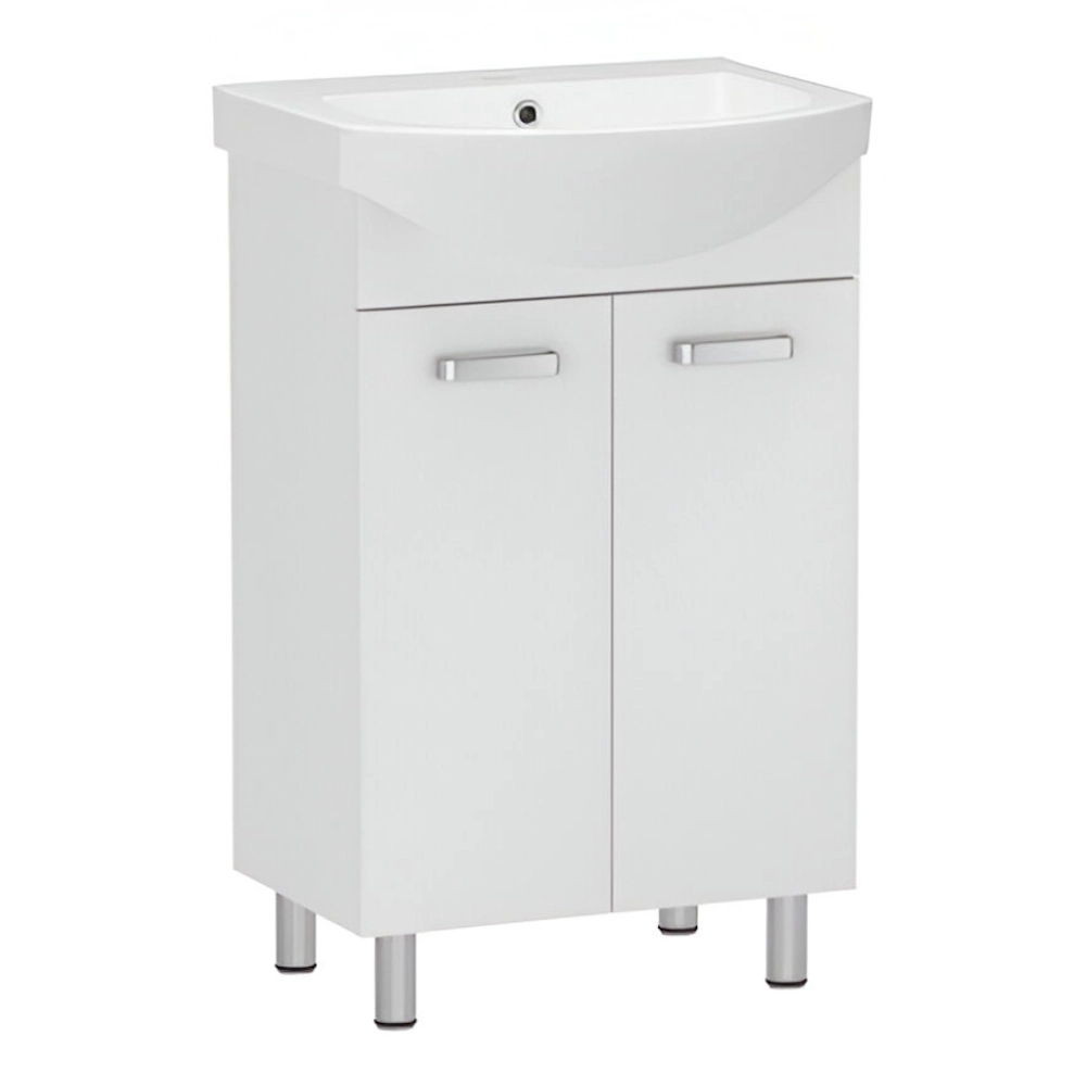 Тумба в ванную RJ Soft-L 66х32,5 напольная, с умывальником Runa, белый (RJFU023-0170WHSET(RJFU023-0170WH+L81970000))