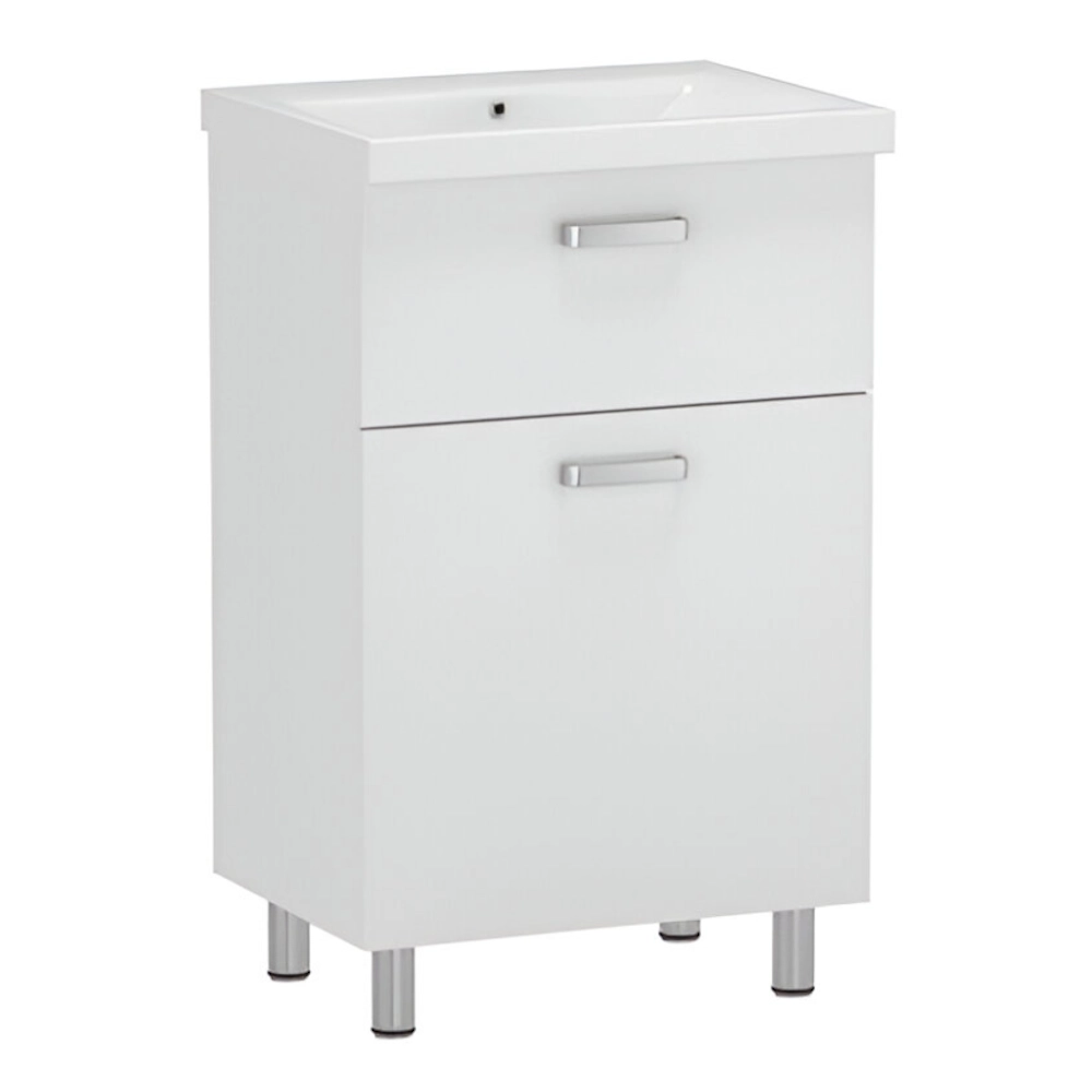 Тумба в ванную RJ Flora-L 80х45 напольная, с умывальником Moduo, белый (RJFU042-0180WHSET(RJFU042-0180WH + K116-013))