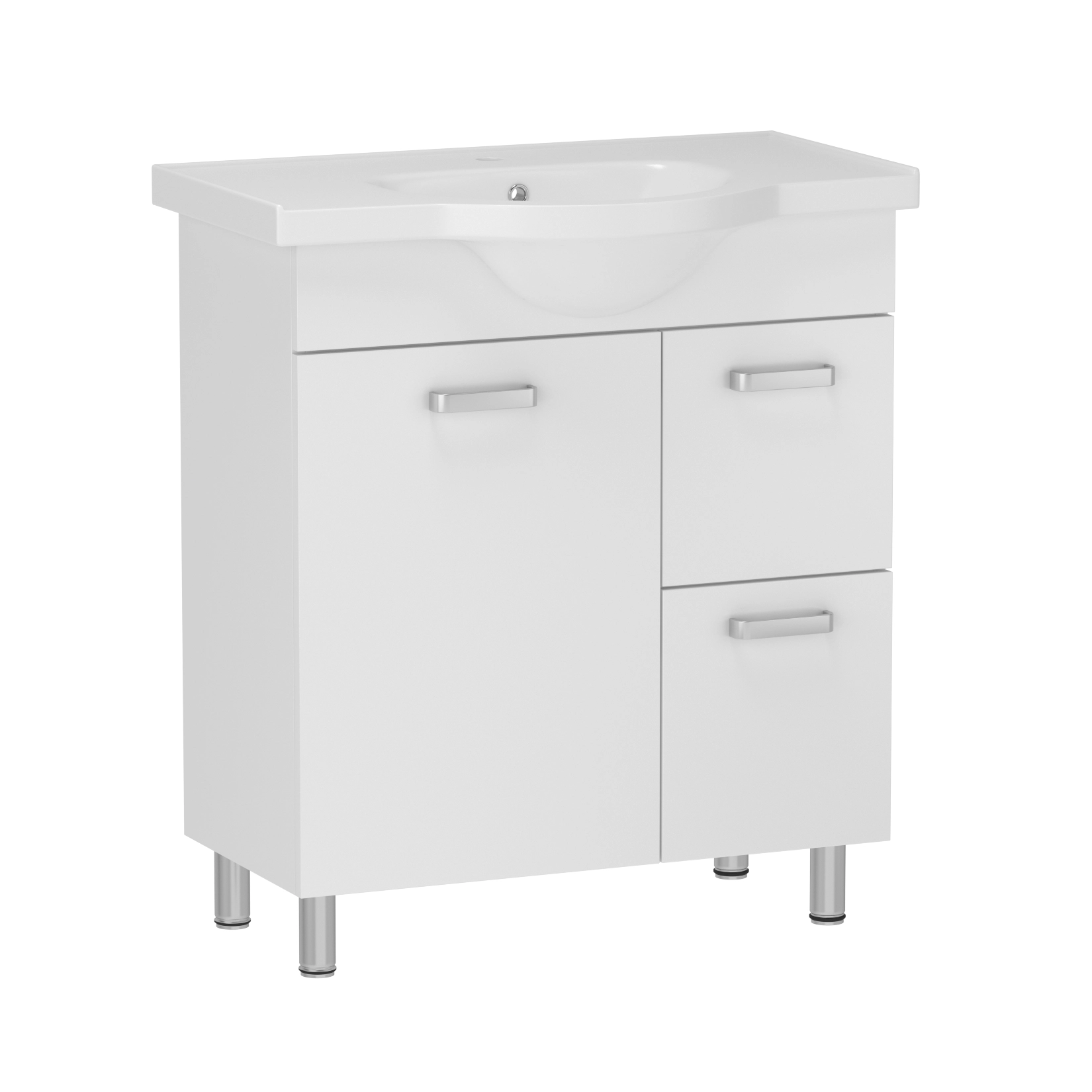 Тумба в ванную RJ Lily-L 65х49 напольная, с умывальником RJ Lotus, белый (RJFU046-0165WHSET(RJFU046-0165WH + RZJ201))