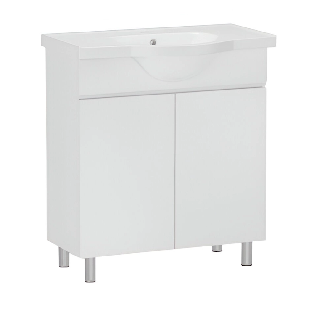 Тумба в ванную RJ Lotus-Xo 55х49 напольная, с умывальником RJ Lotus, белый (RJFU048-0155WHSET(RJFU048-0155WH+RZJ200))