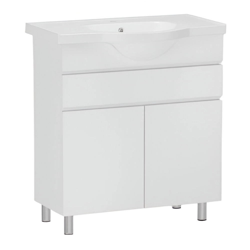 Тумба в ванную RJ Iris-Xo 65х40 напольная, с умывальником RJ Lotus, белый (RJFU034-0165WHSET(RJFU034-0165WH + RZJ201))
