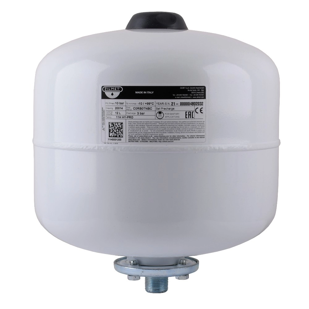 Гидроаккумулятор Zilmet HY-PRO 12л вертикальный, серый (11H0001200)