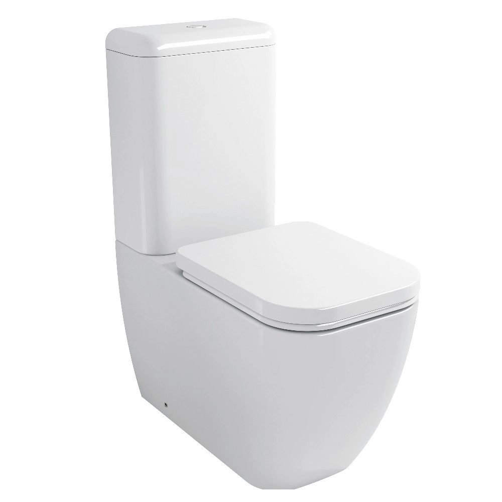Унитаз компакт Imprese Valtice 645x355 полукруглый, безободковый, белый (i1115)