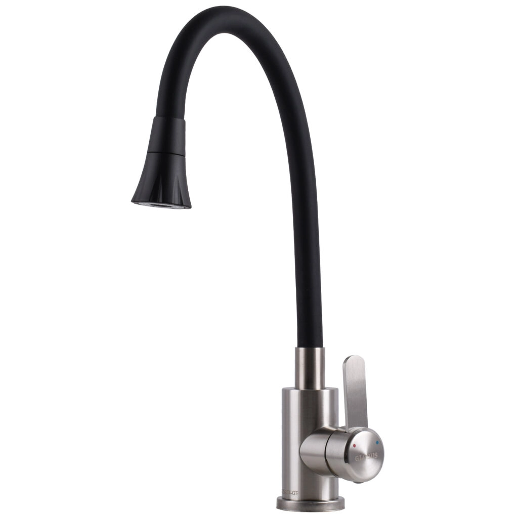 Смеситель для кухни Globus Lux Wien излив с гибким изливом, хром/черный (SBT2-203SA-B01)
