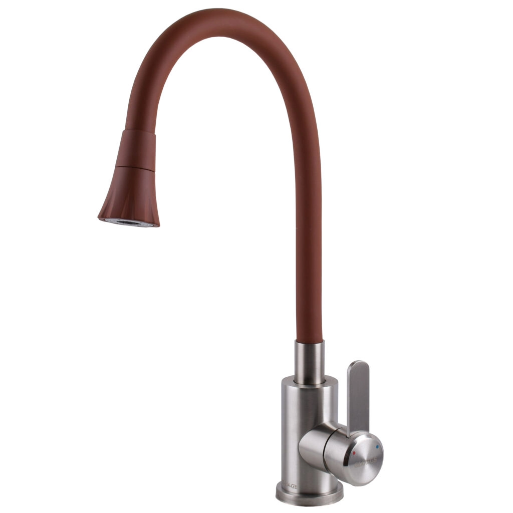 Смеситель для кухни Globus Lux Wien излив с гибким изливом, хром/коричневый (SBT2-203SA-R10)