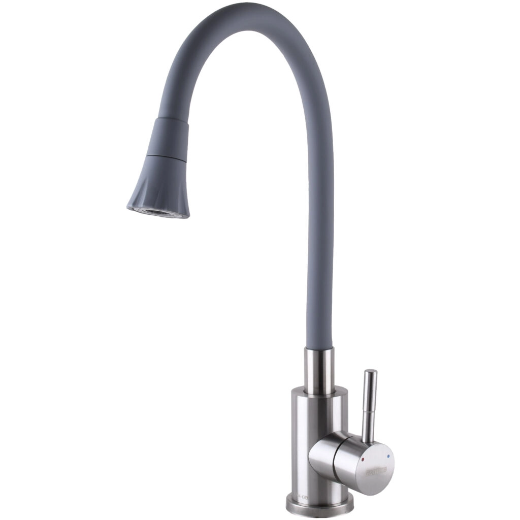 Смеситель для кухни Globus Lux Alpen излив с гибким изливом, хром/серый (SBT1-203SA-G03)