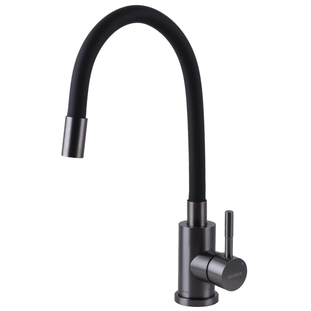 Смеситель для кухни Globus Lux Alpen с гибким изливом, графит/черный (SBT1-203SB-GP)