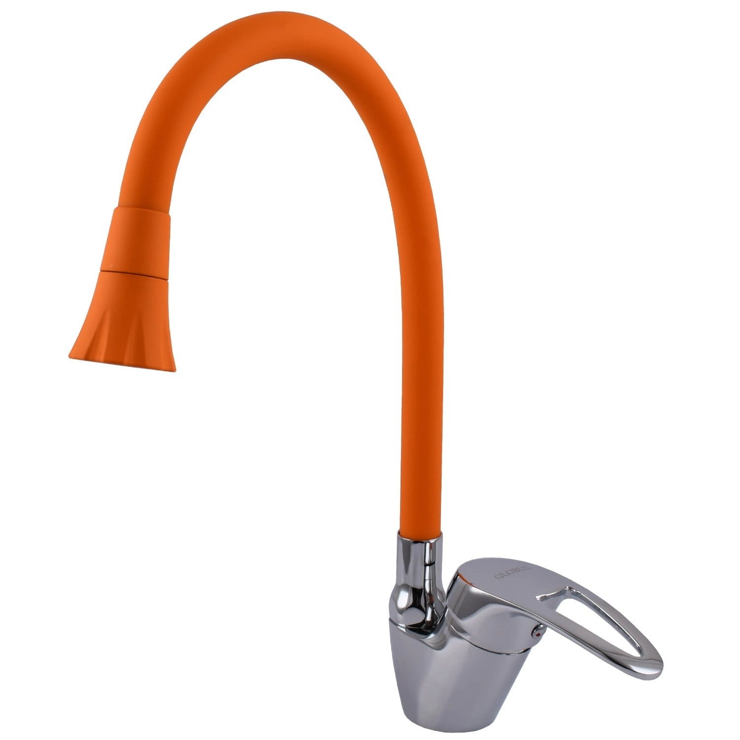 Смеситель для кухни Globus Lux Caprice с гибким изливом, хром/оранжевый (GLCA-0103SA-R07)