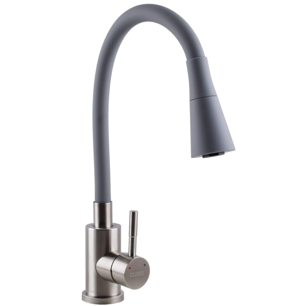 Смеситель для кухни Globus Lux Alpen с гибким изливом, хром/серый (SBT1-203SAK-G03)