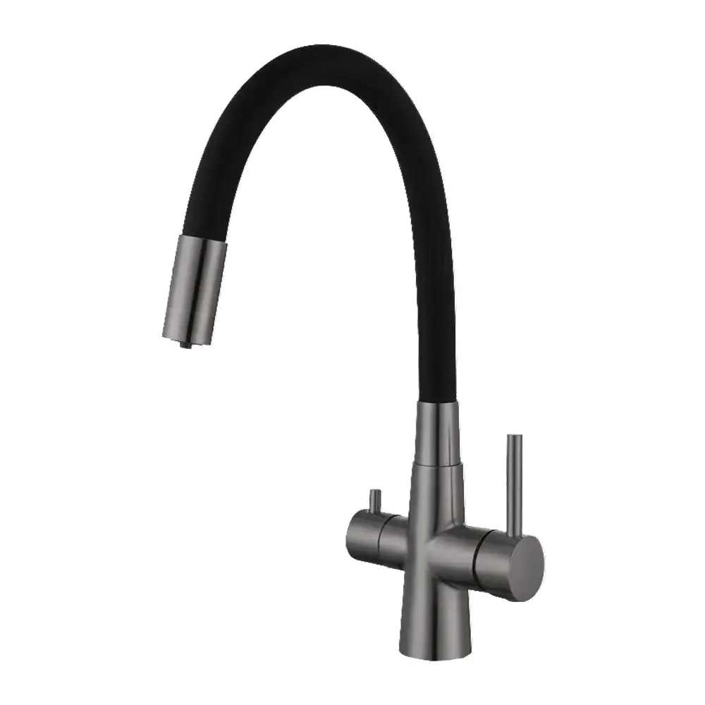 Смеситель для кухни Wezer INX4C-08-GUNGREY под осмос, графит/черный