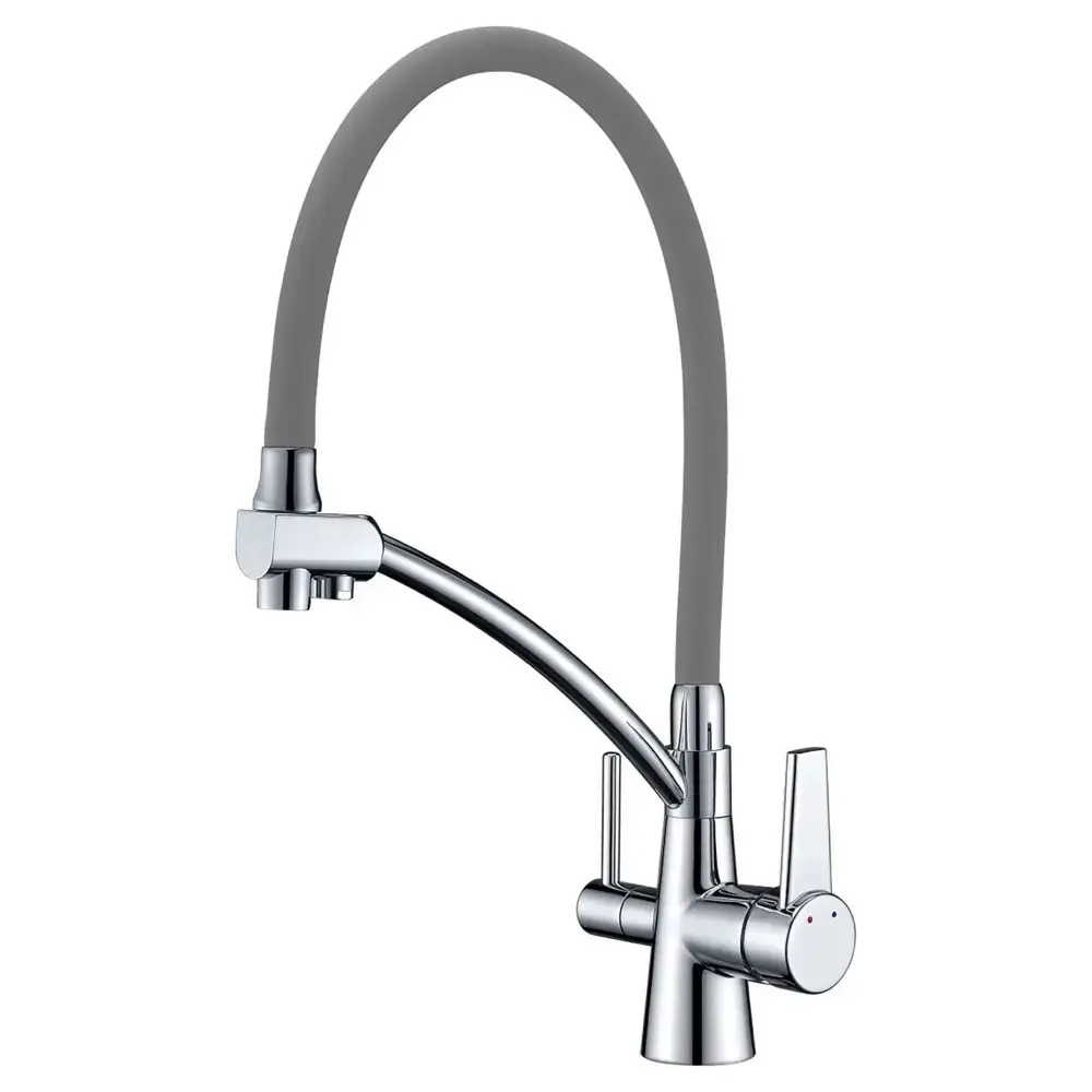 Смеситель для кухни Gappo G4398-17 двухрычажный, серый/хром