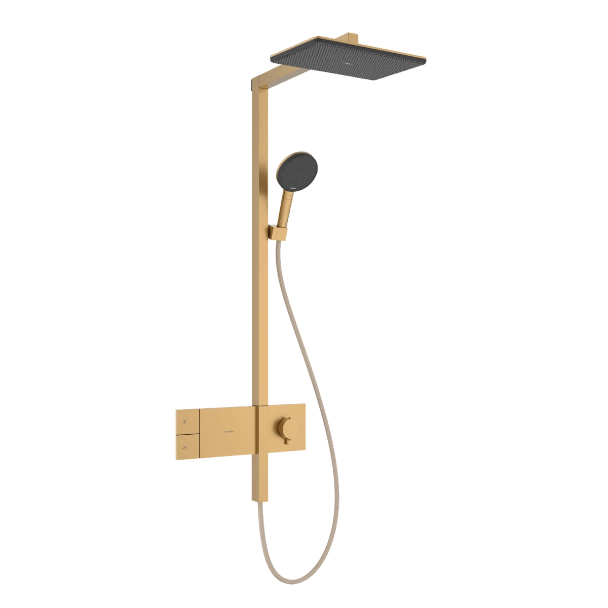 Душевая система Hansgrohe Raindance Alive Q 210/340 1jet с ShowerSelect Comfort, с термостатом, матовая бронза (24580140)