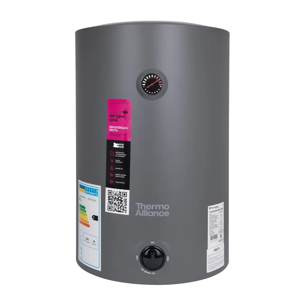 Бойлер Thermo Alliance D 1,5 кВт 50л, мокрый ТЭН вертикальный, серый ( D50VH15Q2G)