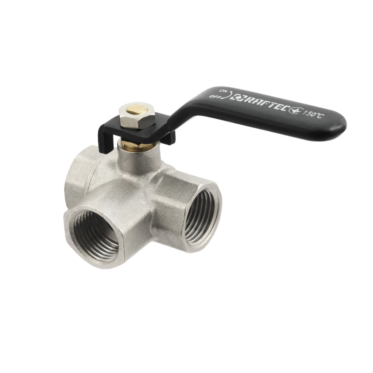 Трехходовой шаровой кран Raftec 1/2″ ВВВ латунь (TDRH01)