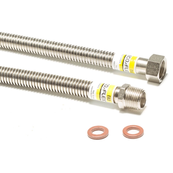 Газовый шланг Eco‑Flex Стандарт ВН 1/2"x1/2" 0,4м нержав ...