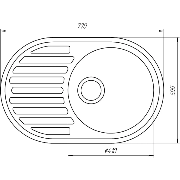 Гранитная мойка Globus Lux OHARA 770x500 накладная, овал ...