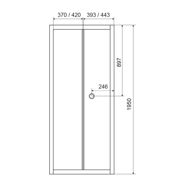 Двері bifold 80*195, профіль хром, скло прозоре 5мм