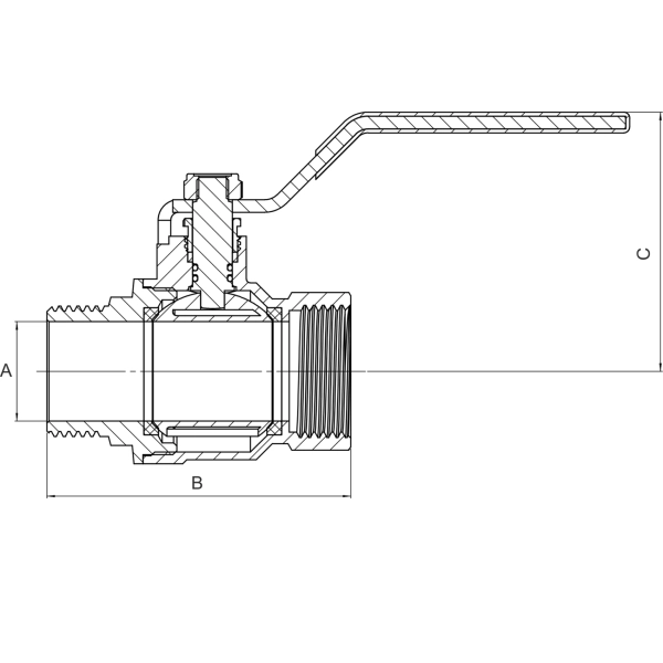 Шаровой кран ASG 1 1/2″ ВН прямой, латунь (6552941)