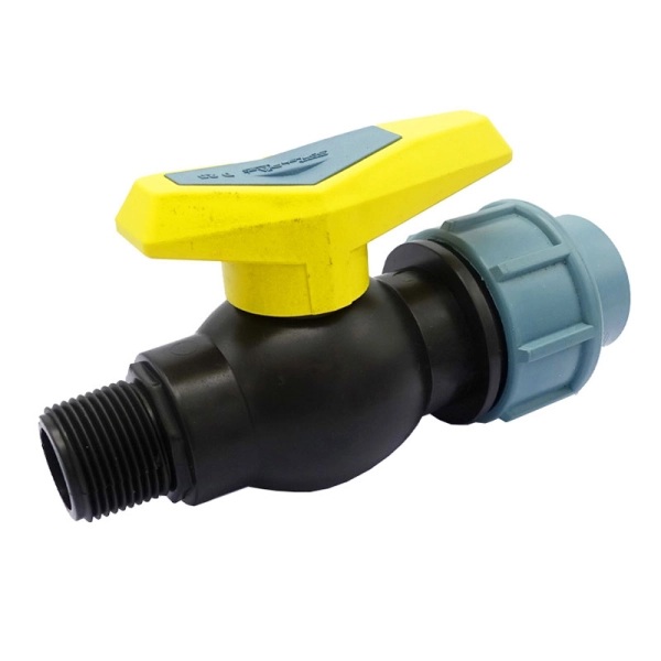 Кран шаровой SANTEHPLAST PP 20х1/2" НР зажимной, полипро ...