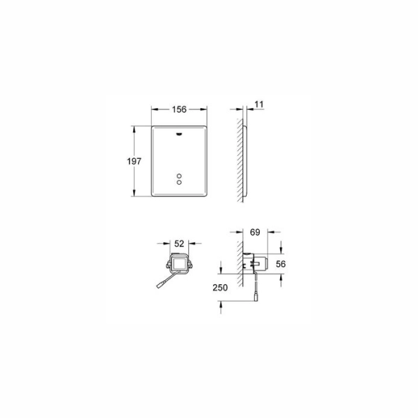 Кнопка для инсталляции Grohe Tectron Skate овальная, сат ...