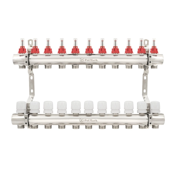 Коллектор теплого пола Polmark 1″3/4″ c 11 выходами, с р ...