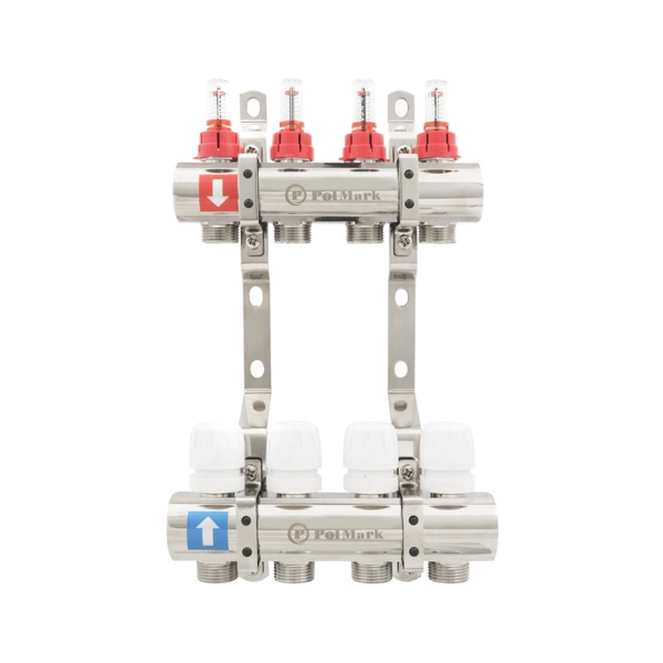 Коллектор теплого пола Polmark 1″3/4″ c 4 выходами, с ра ...
