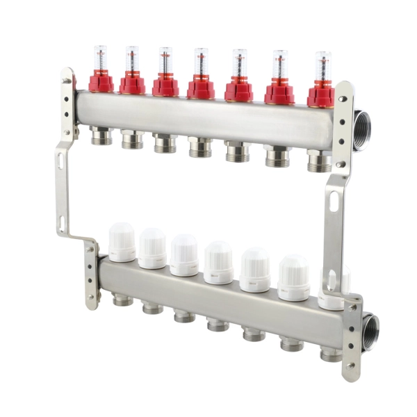 Коллектор теплого пола Polmark 1″3/4″ c 7 выходами, с ра ...