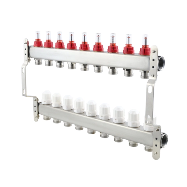 Коллектор теплого пола Polmark 1″3/4″ c 9 выходами, с ра ...