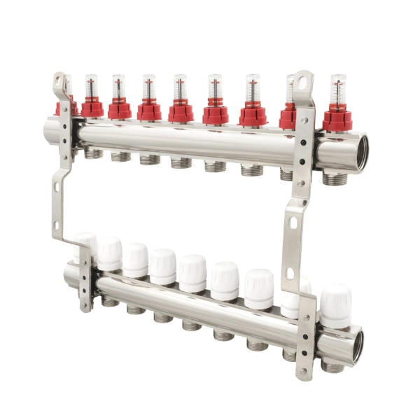 Коллектор теплого пола Polmark 1″3/4″ c 9 выходами, с ра ...